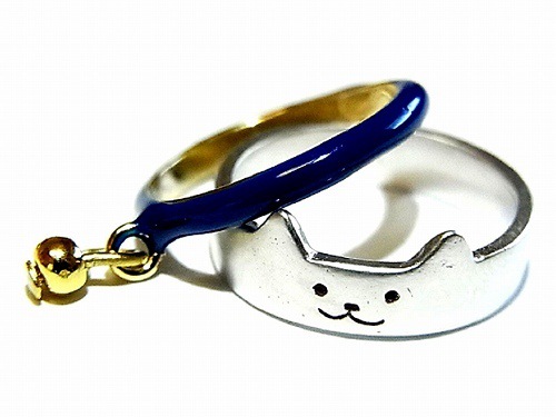 猫型指輪と首輪デザインの指輪