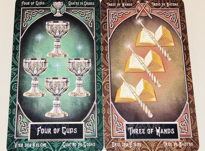 FOUR OF CUPS/THREE OF WANDS