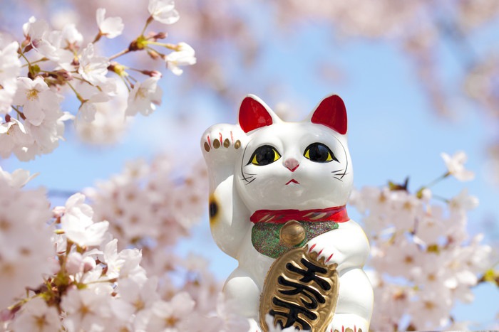  桜と招き猫