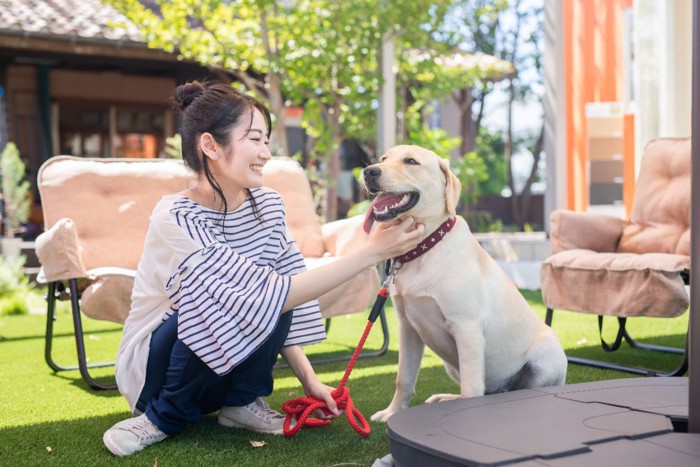 女性と犬