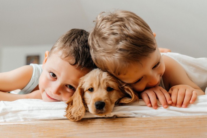 ふたりの子供と犬