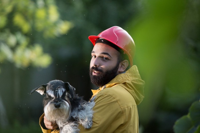 災害時の犬と人