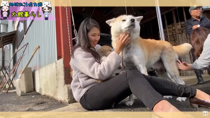 母犬と女性