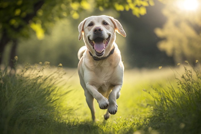 笑顔で駆け寄る犬