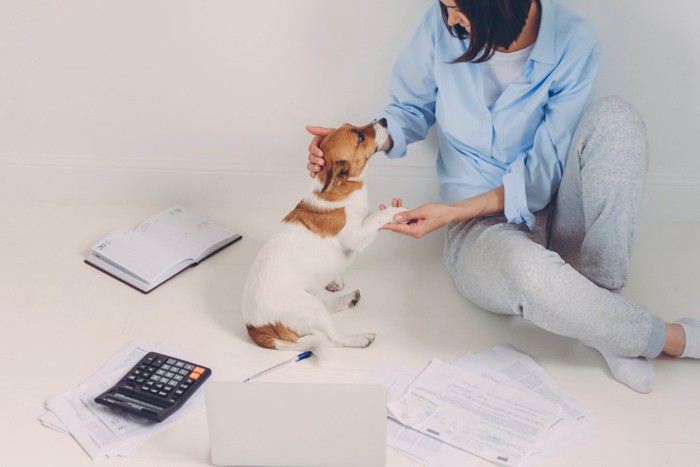 女性と犬